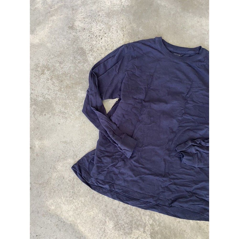 Navy Blue Mens Shirt Dark Crew Neck Medium - Picture 3 of 4